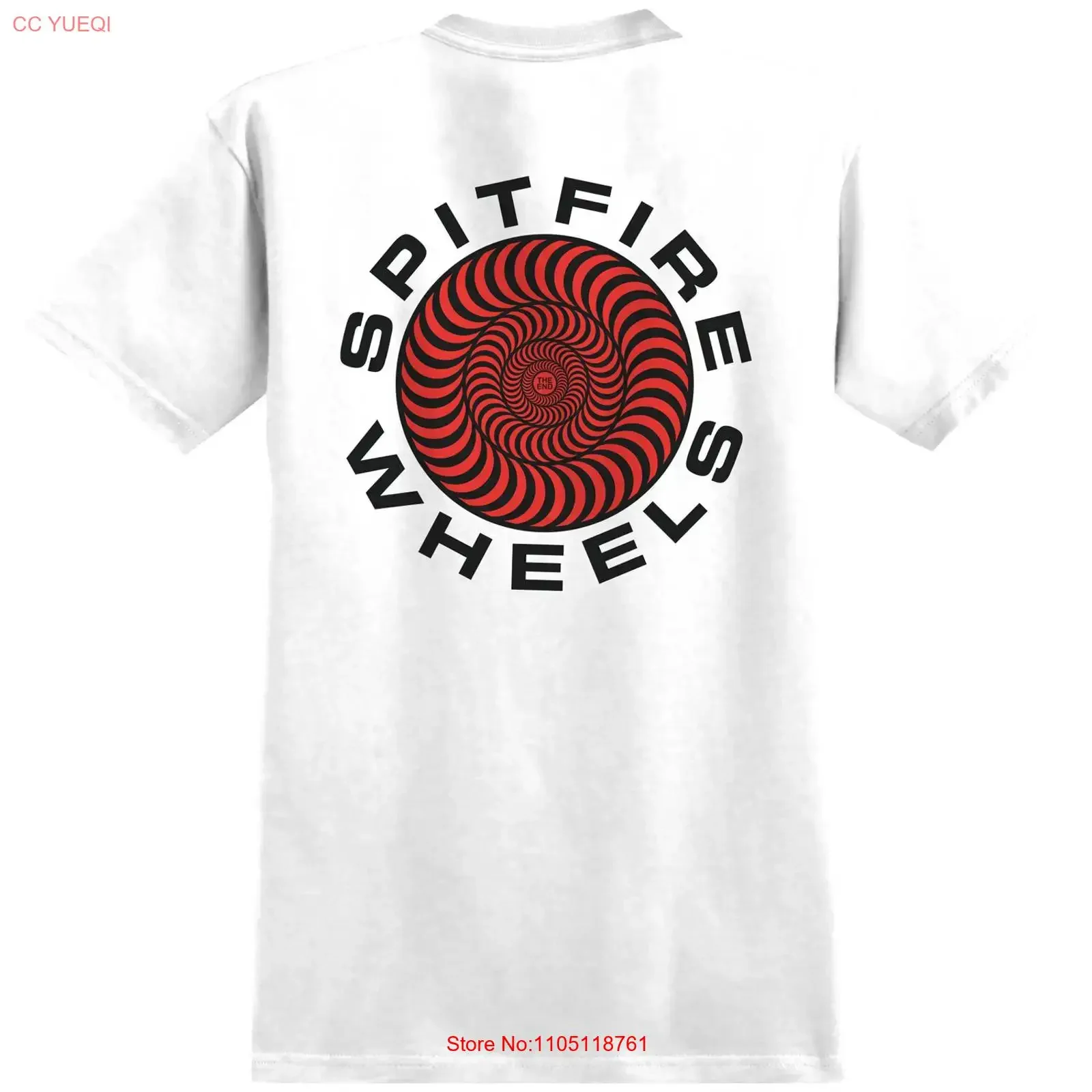 Spitfire Wheels T Shirt Classic 87 Swirl Fill White Black Red vintage Washed Top For Everyday Wear Slightly Breathable