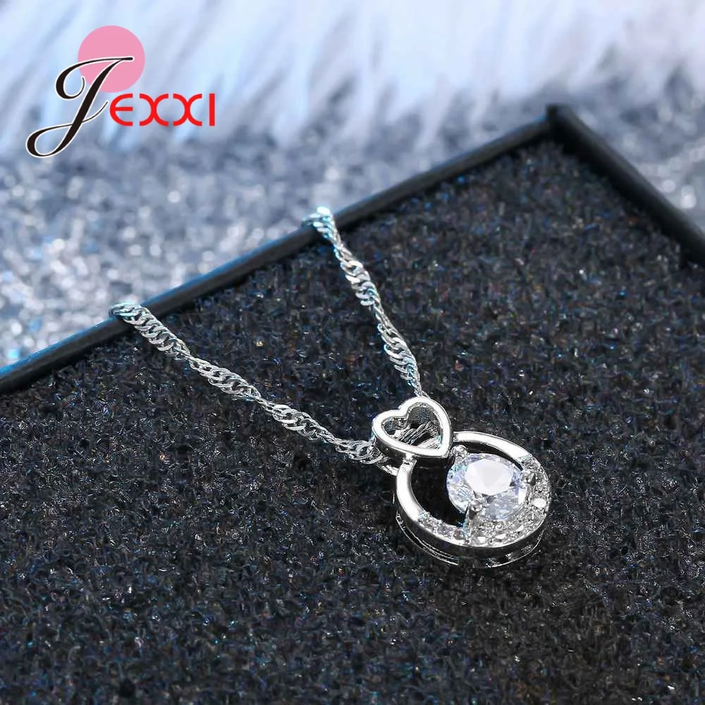 جديد وصول 925 فضة قلادة مستديرة قلادة بنات اكسسوارات الزفاف النساء الفاخرة تشيكوسلوفاكيا حجر الراين مجوهرات #4