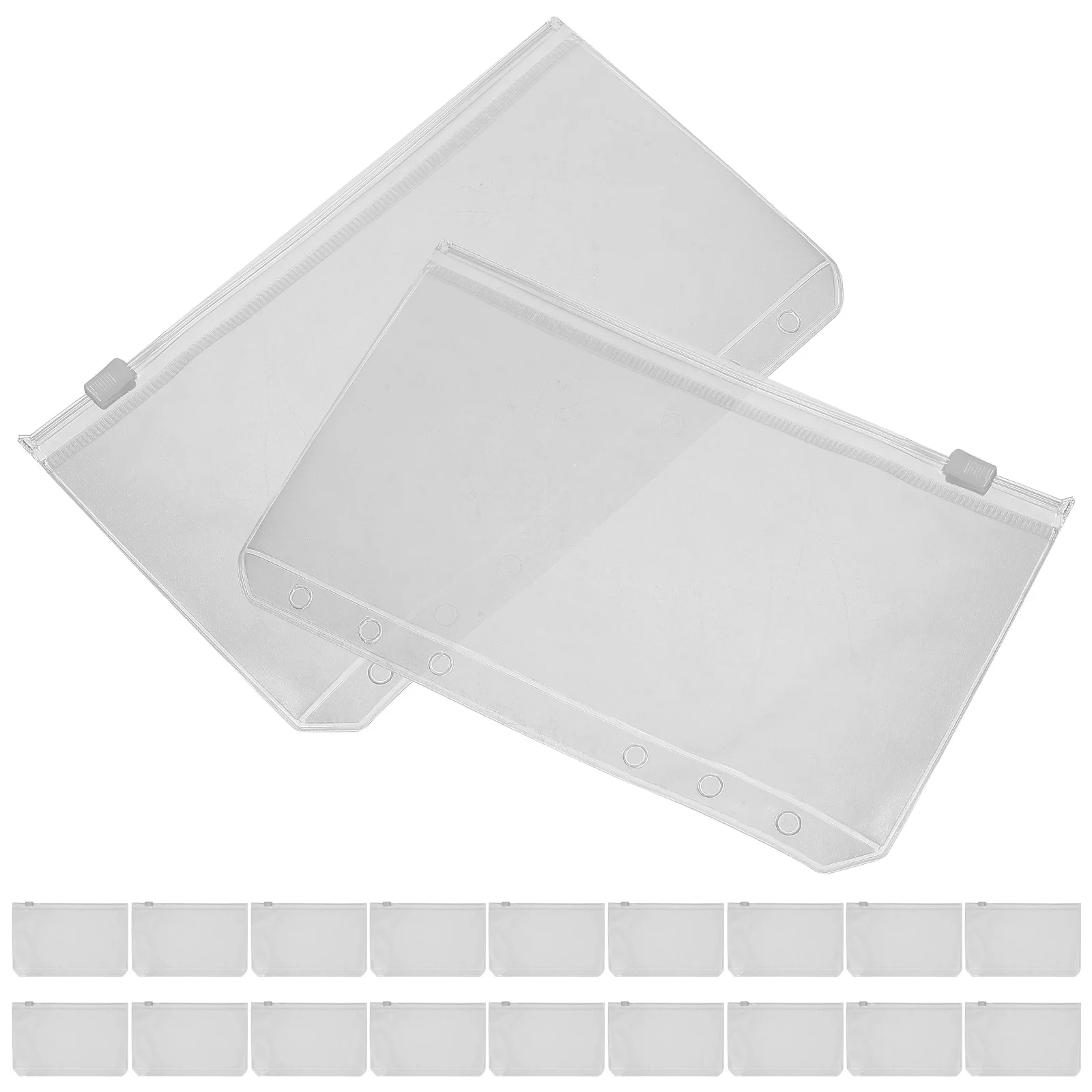 20 Pcs Loose Leaf Zipper Bag Reusable Bags Clear Binder Pockets Pouches File with