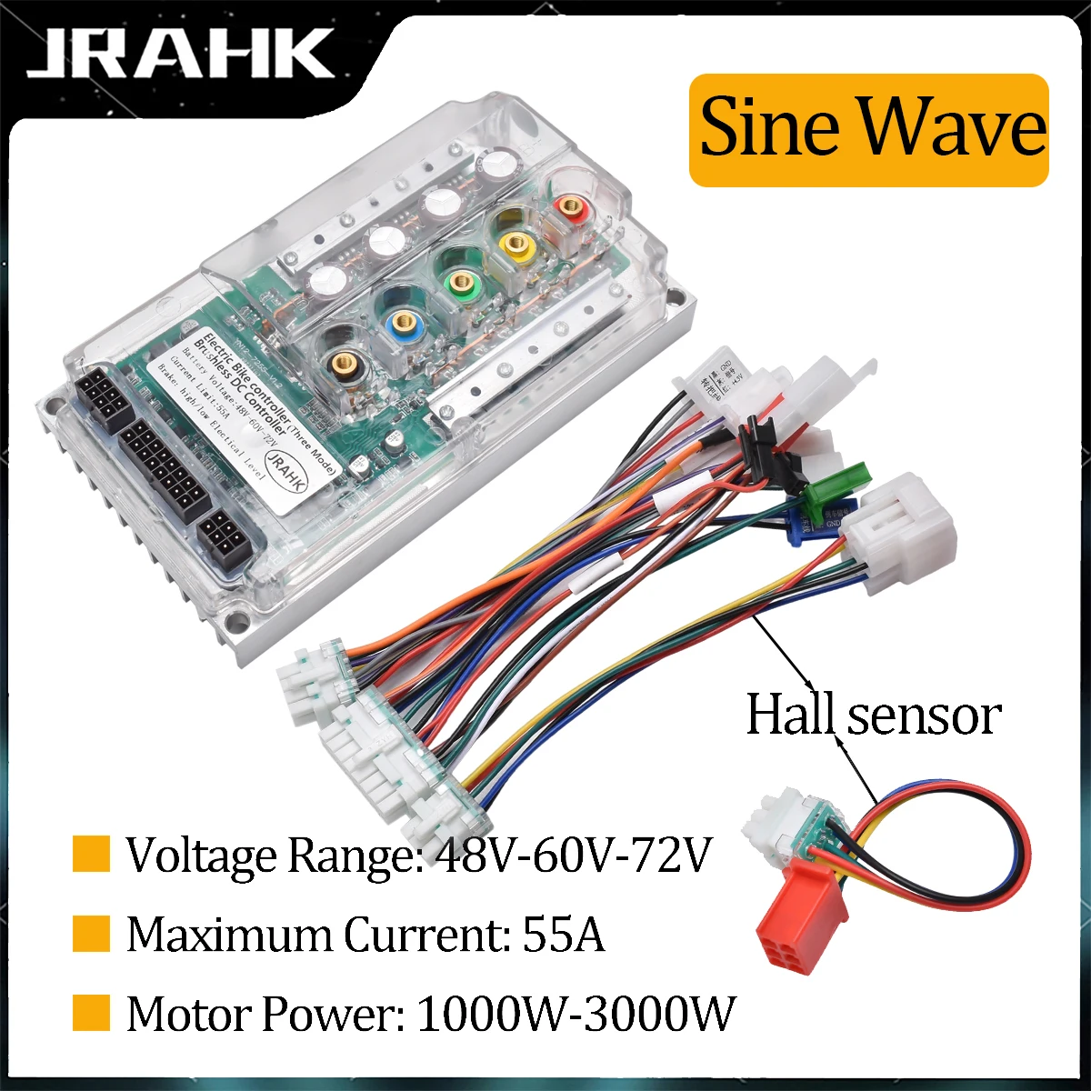 JRAHK 72V 3000W BLDC Controller Electric motorcycle 60v 2000W Electric Scooter Controller 48V 1000W E-Bike Accessories