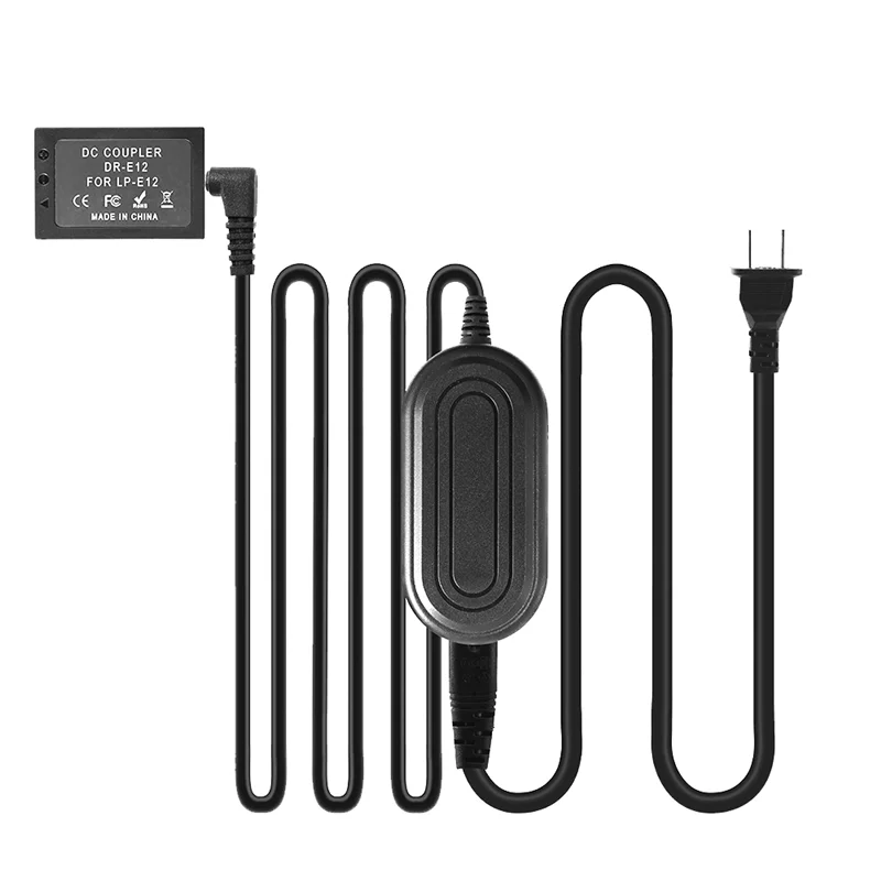 แบตเตอรี่เลียนแบบ E12 LP-สำหรับ Canon EOS M M2 M50 M100 M200 Mark II Dummy Coupler US Plug