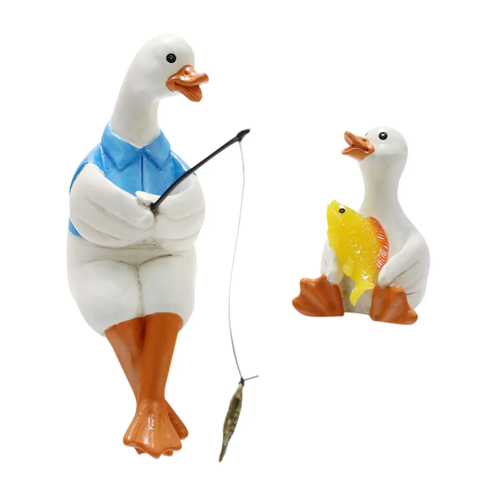 

2Pcs Duck Miniature Figurines Flowerpot Decor Resin Ornaments Small Statues for Flower Bed Planter Garden Pathway Decoration