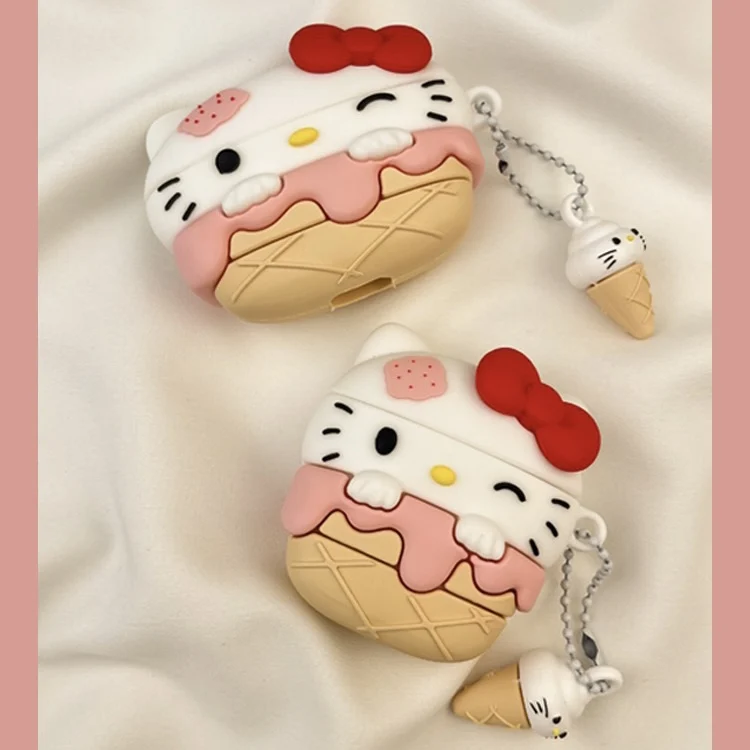 Hello Kitty Case For Airpods Pro 2 Summer Ice Cream Protective Earphone Silicone Cover For Airpods 1/2 3rd Case For Ladies/Girls