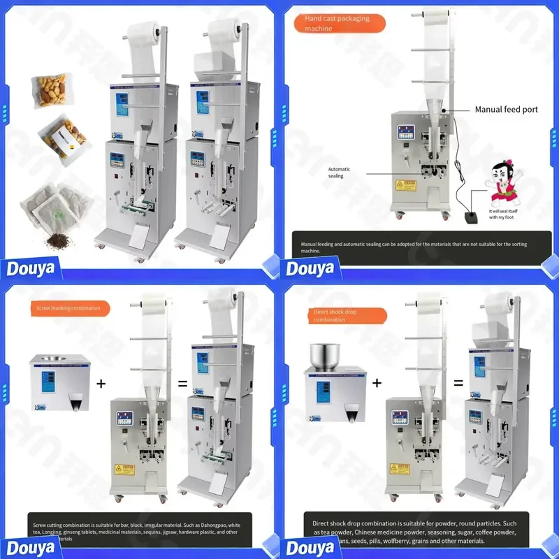 Small Powder Granule Packing Machine Three Side Back Sealing Automatic Pouch Leaf Pack Pouch Food Weighing Packing