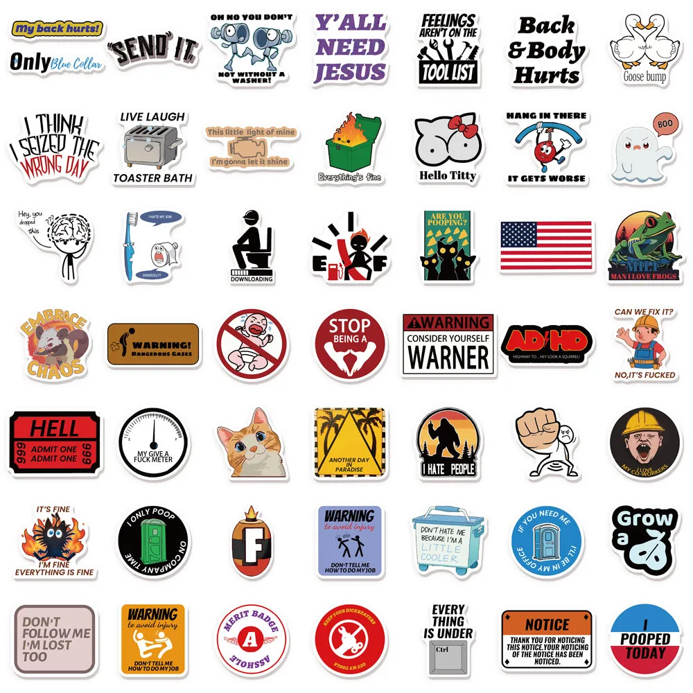 50Pcs Funny Stickers for Adults Meme Pack Stickers for Laptop Hard Hats Car Motorcycle Helmet Sarcastic Graffiti Decals view 6