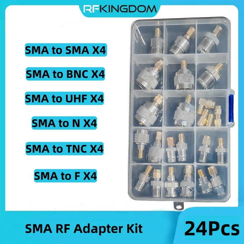 

Латунный комплект адаптеров SMA, 24 шт., комбинация SMA «папа-мама» к TNC UHF BNC N F типа PL259 RF коаксиальный разъем для антенны радио