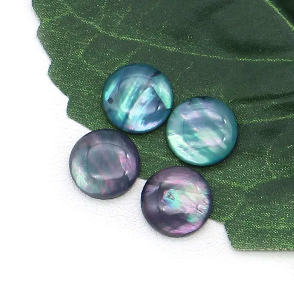 Natural Iridescent Abalone Shell Polished Round Holeless Loose Cabochon Beads 14x14mm DIY Accessories for Necklaces and Rings