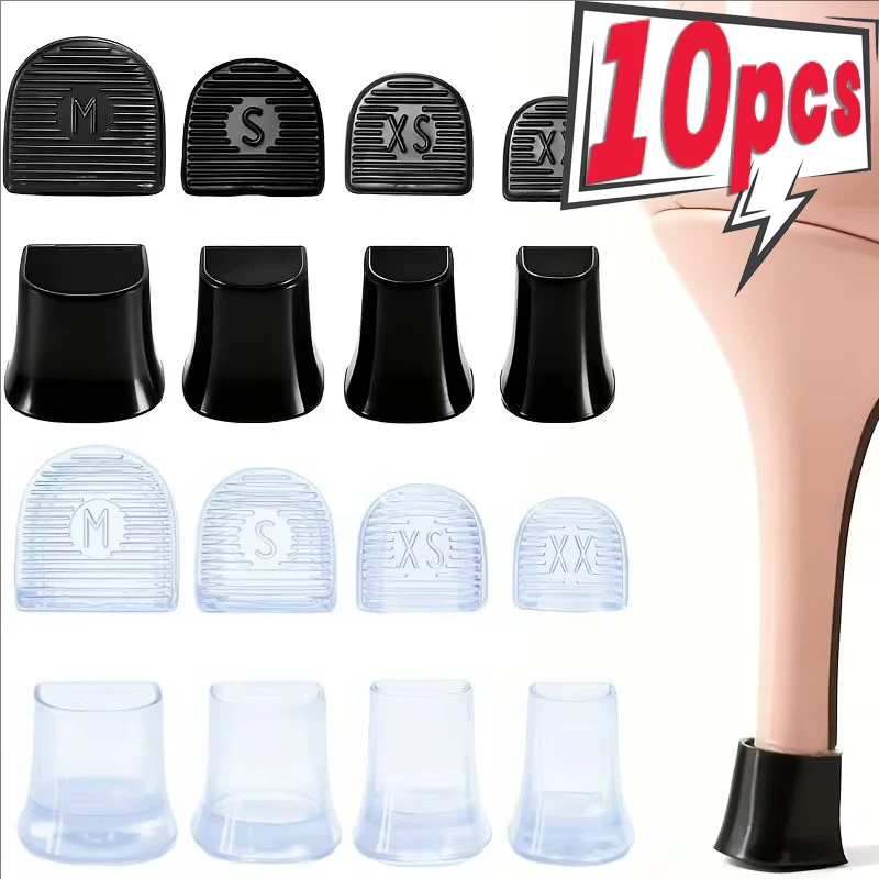 10pcs High Heel Protectors Transparent Black Silicone Heel Stoppers Heel Caps for Woman Female