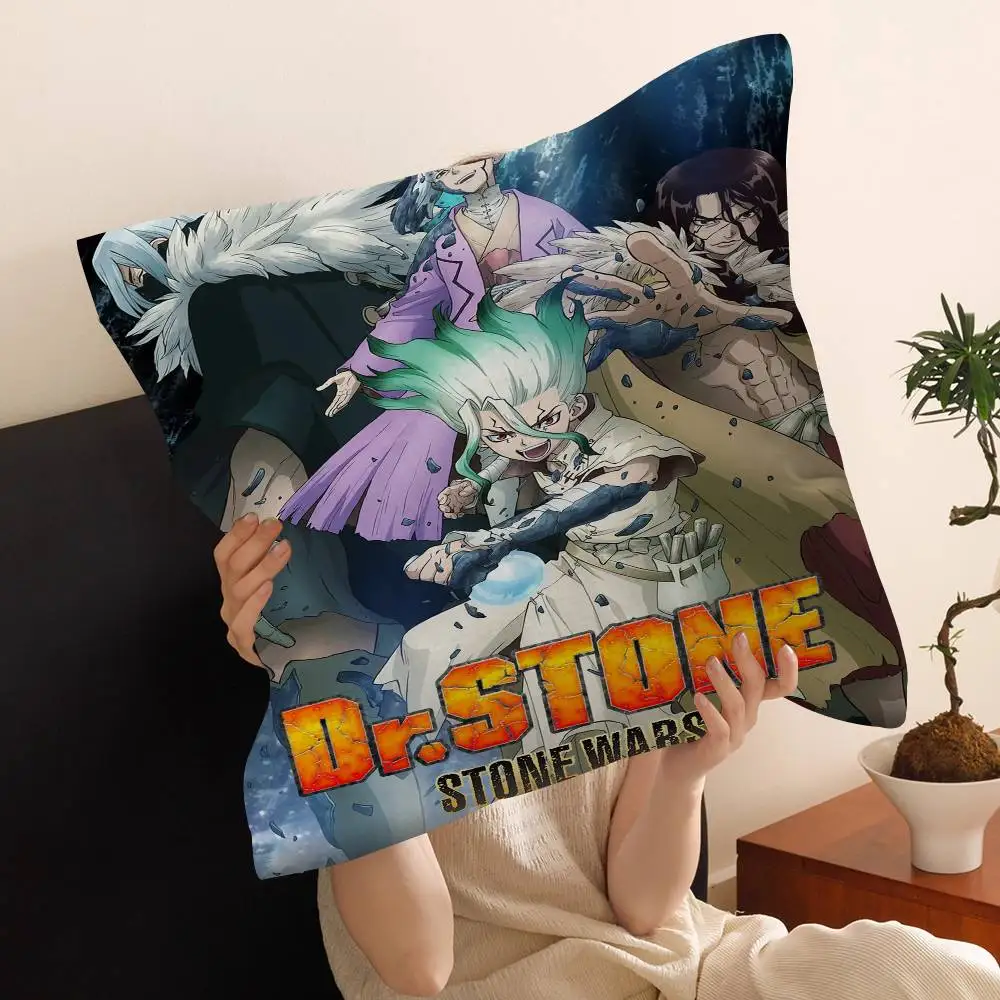 D-Dr Stone Anime Personalized Pillow Cover Kids Bedroom Wild Party Decor Pillowcase kid Birthday shower Gift
