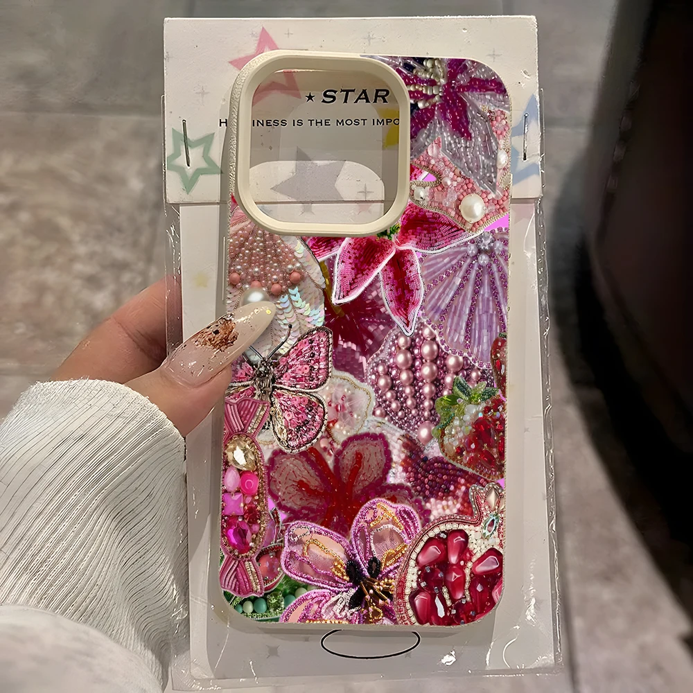 Vintage Floral Pattern Soft Case - Винтажный розовый чехол для телефона с