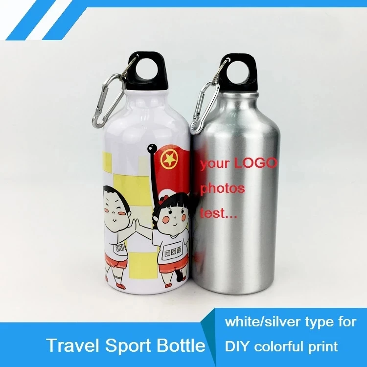 500ML Carabiner Bottle DIY Customize Colorful Print LOGO Photo Travel Sport Bike with Hook for Bag Aluminium Portable