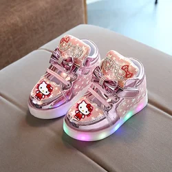 Sanrio spring autumn new Hello Kitty flashing lights girls casual shoes LED Melody sneakers boysgirls shoes sneakers