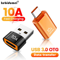 10A USB3.0 to Type C Adapter Fast Charging Connector Type C Male to USB Female PD Converter OTG for Laptop Xiaomi Samsung USB-C