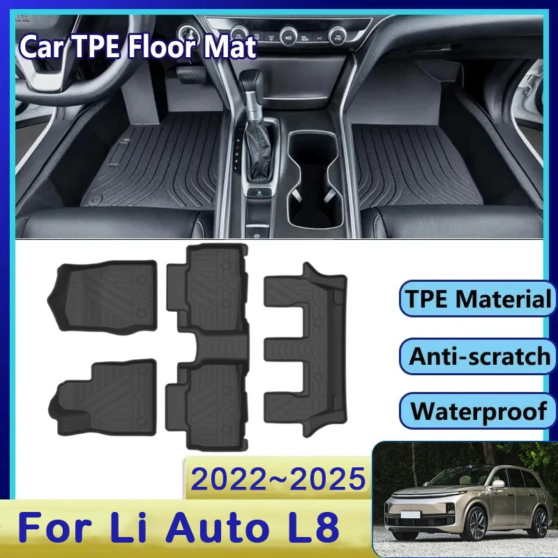 

Car TPE Floor Mats For Li Auto L8 Lixiang L8 2022 2023 2024 2025 6seat Waterproof Pad LHD Cover Foot Carpet Set Auto Accessories