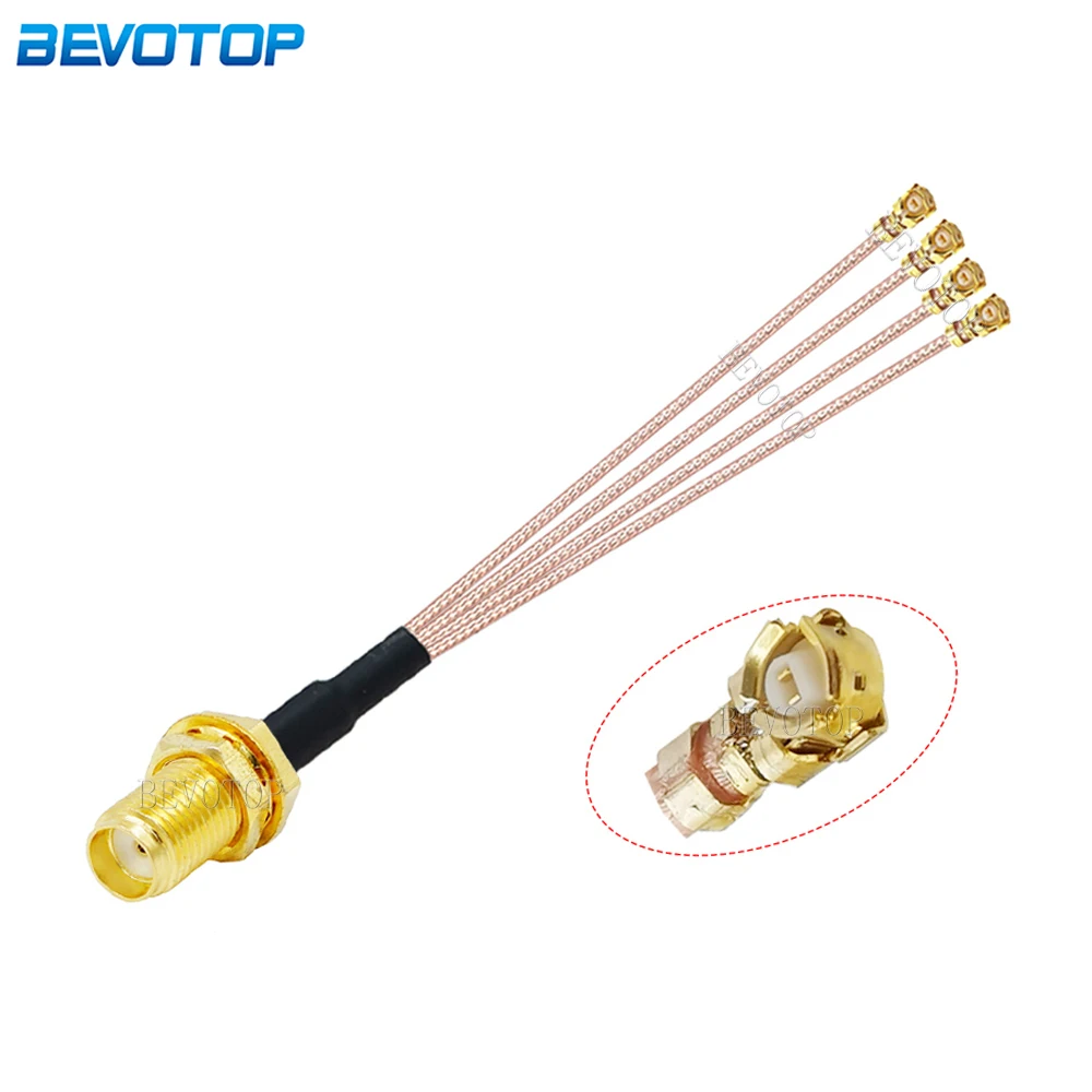 

RG-178 SMA to Splitter RP-SMA / SMA Female to 4 x U.fl 1 Female Jack RG178 Cable WIFI Antenna Extension Jumper Pigt