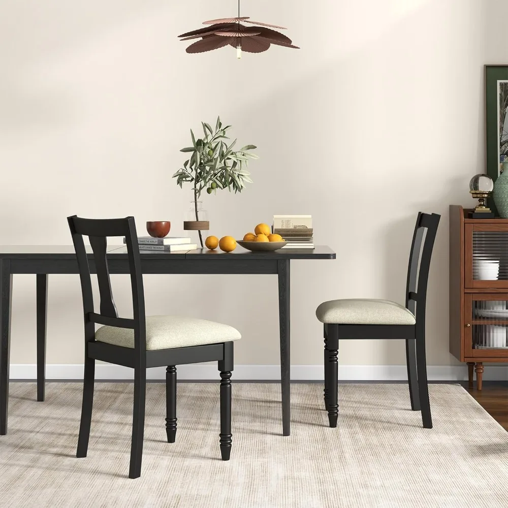 Farmhouse Kitchen Chairs w/Solid Wood Legs, Hide Storage Compartment & High Backrest, Armless Dining Room Chairs