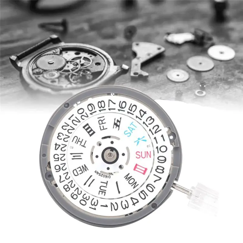NH36/NH36A Double Calendar High Accuracy Automatic Mechanical Watch Movement With Steel Stem+Week Dial+Calendar Dial Kit