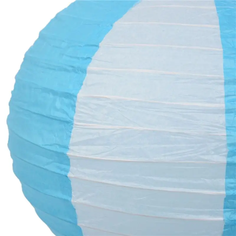 6Pcs 12Inch Hot Air Balloon Paper Lantern Lampshade Ceiling Light Wedding Party Decor, Blue Stripes