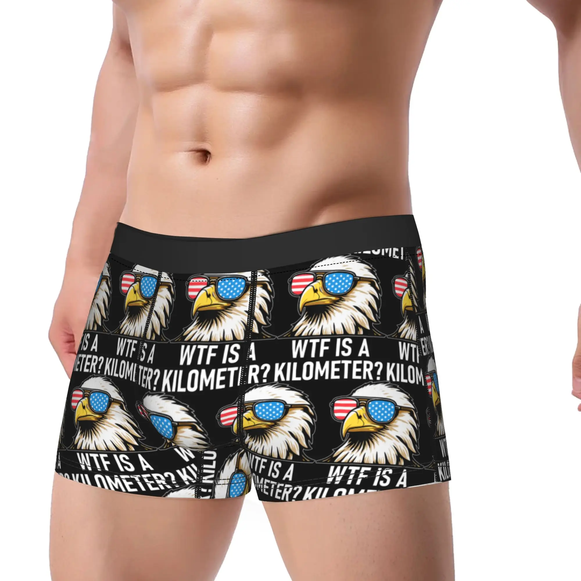 WTF is a Kilometer Eagle America Underwear  Classic Underpants Pattern Boxer Brief For Male Pouch Plus Size Trunk