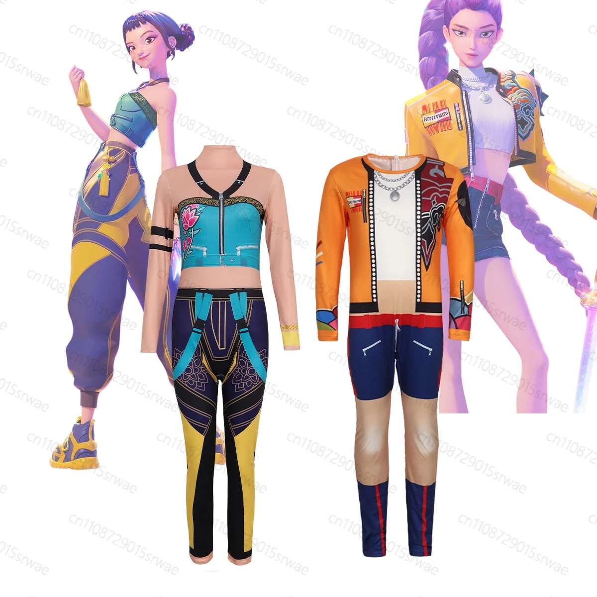 

2025 Demon Hunter Kpop Kids Anime Cosplay Fancy Dress Up Party Outfits Rumi Zoey Milk silk jumpsuit Suit Costume