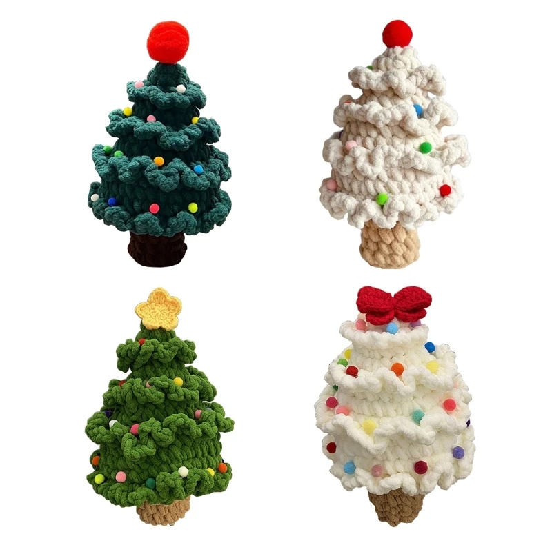 

Crochet Christmas Tree Decoration Lovely Finished Tree Festival Ornament Adorable New Year Holiday Tabletop Accessories W3JF