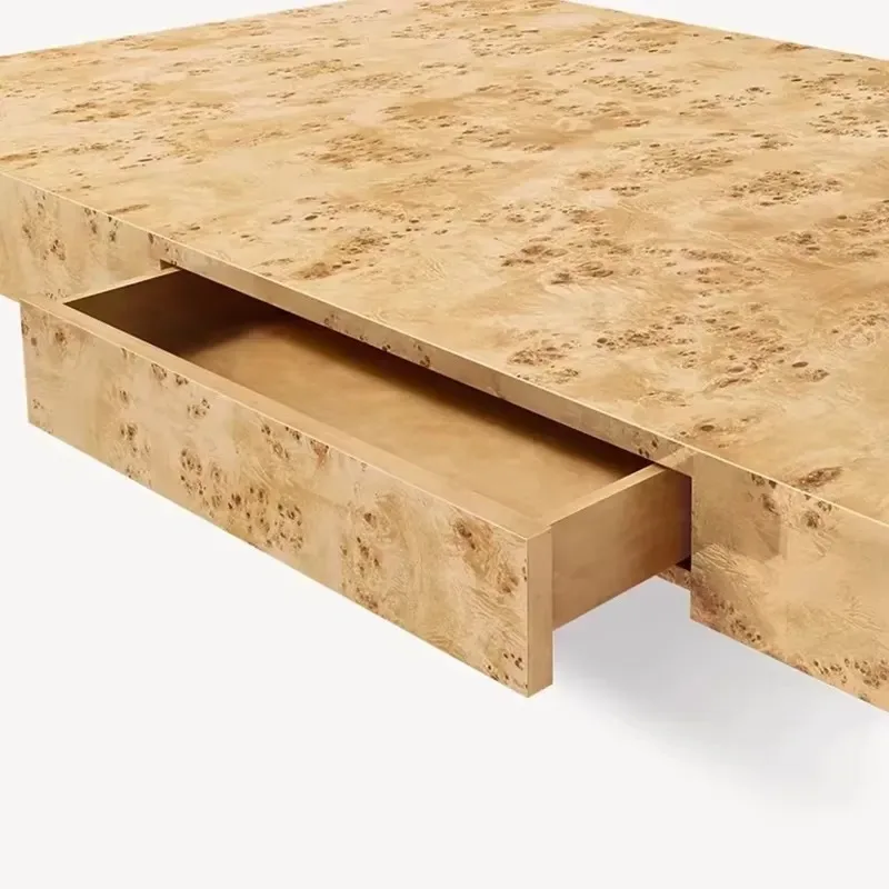 Modern Solid Wood Desk with Flower Grain Art Design Eco Friendly Durable Study Table with Removable Drawers for Home Office
