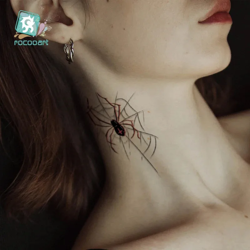 5 قطع أحدث وشم عنكبوت رائع لعام 2025، وشم مؤقت واقعي للهالوين للرجال والنساء والأولاد