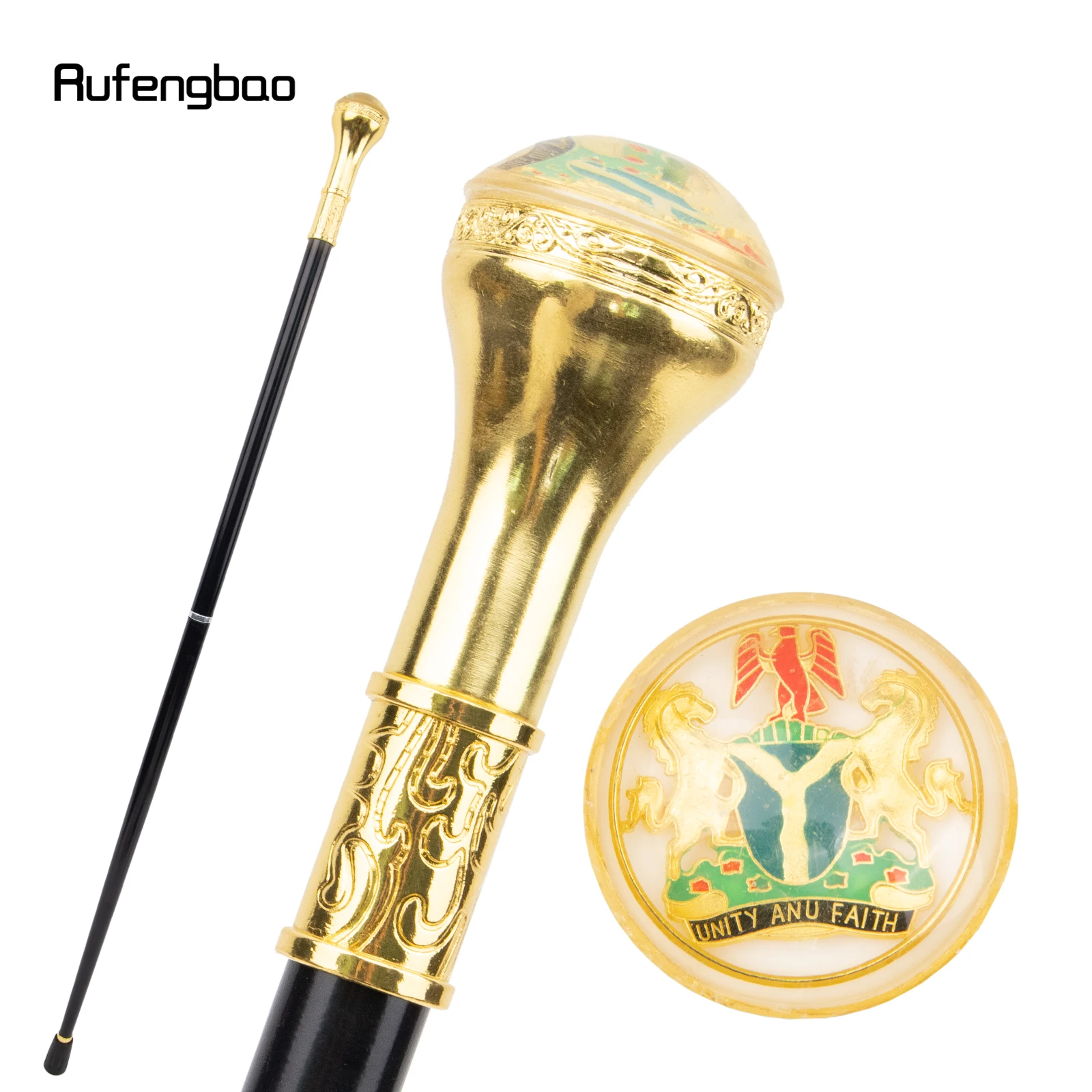 

Golden Red Unity and Faith Totem Relief Walking Cane Fashion Walking Stick Gentleman Crosier Knob Walking Stick 91cm