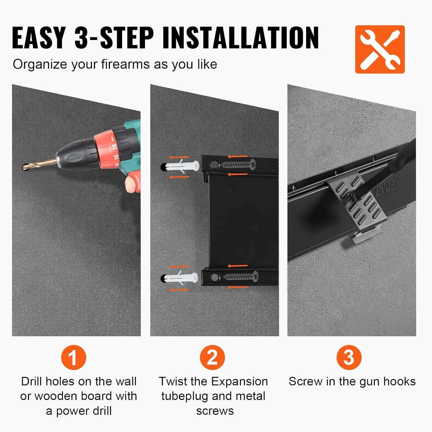 Gun Rack, Indoor Gun Rack Wall Mount, 6-Slot Vertical Rifle Shotgun Gun Rack, 180 lb Heavy Duty Metal Wall Gun