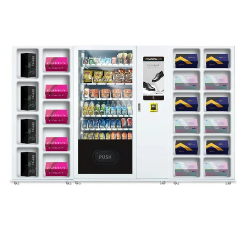 Factory wholesale combo locker clothes shoes vending machine with 22 inch touch screen