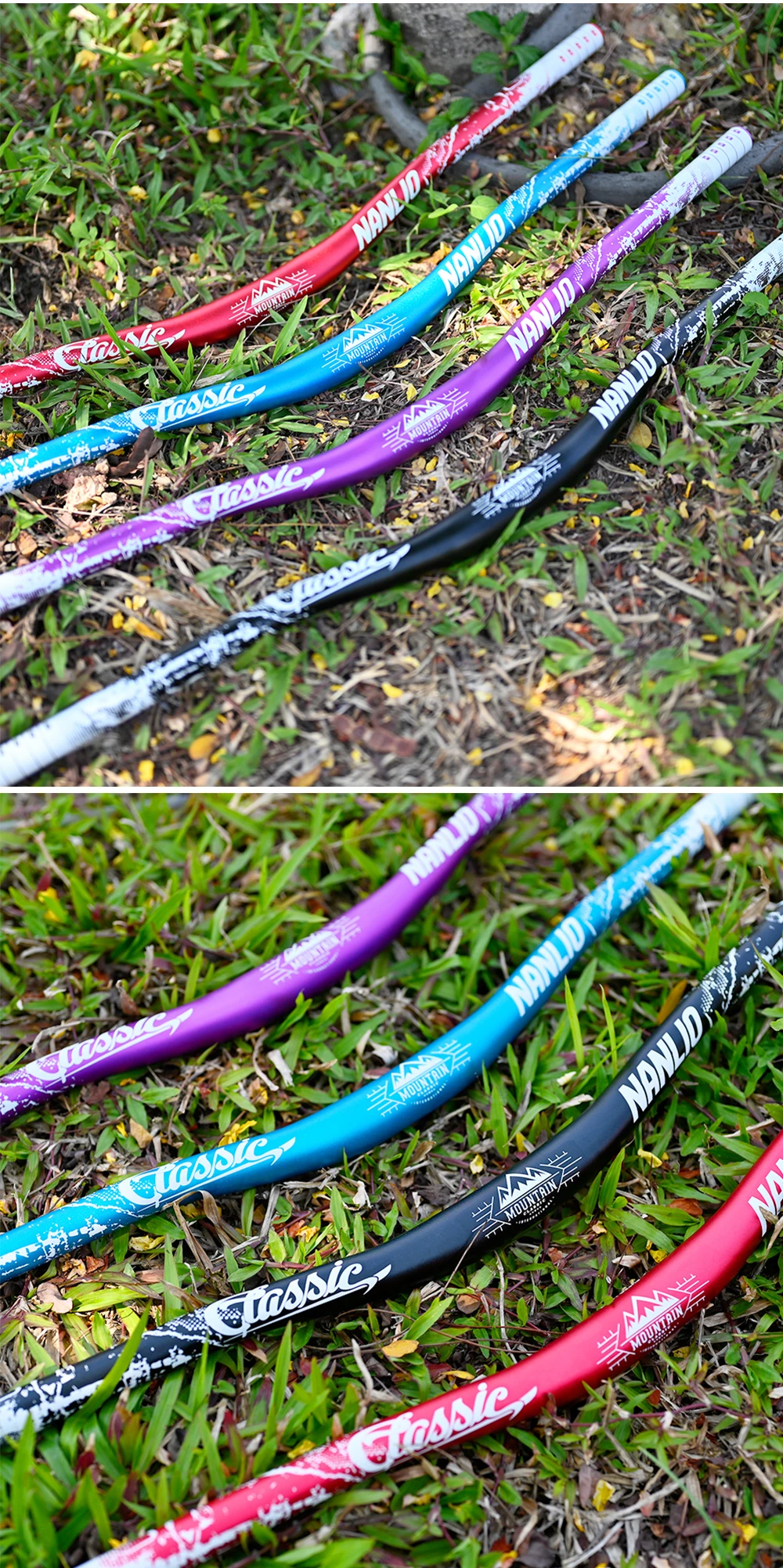 Nanlio Bunter 31,8 mm MTB-Riser-Lenker – 720/780 mm große Schwalbenstange, leichte Aluminiumlegierung für Mountainbikes und Rennräder – Detail 15