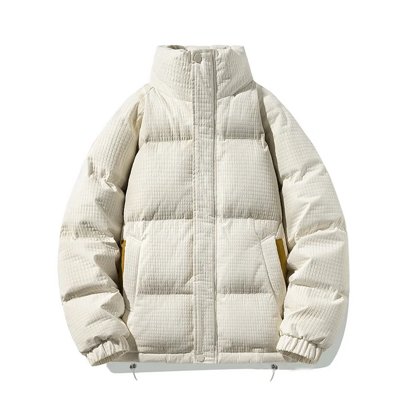 KIDWHXR Winter Man Down Coat Fashion Contrast Color Stand Collar Men Fake Two-piece Jacket Outdoor Sport Casual Male Outerwear
