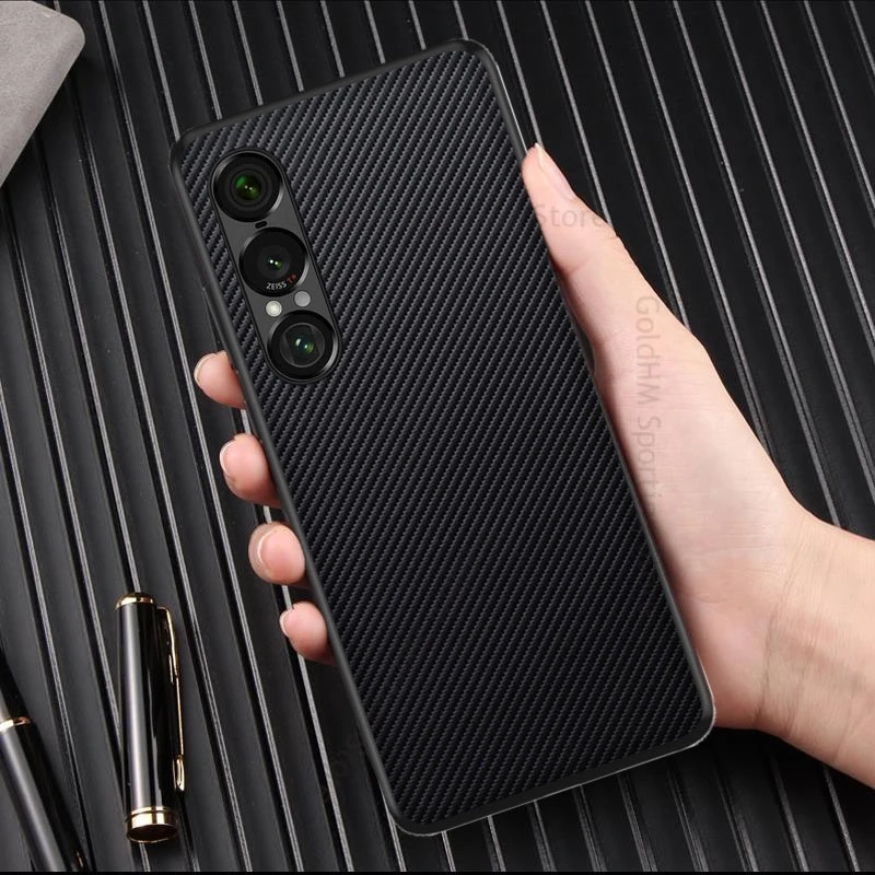 

For Sony Xperia 1 VII Carbon Fiber Leather Phone Case For Xperia 1 VI Soft TPU Frame Protector Cover Xperia 1 V 1IV xperia 1 III