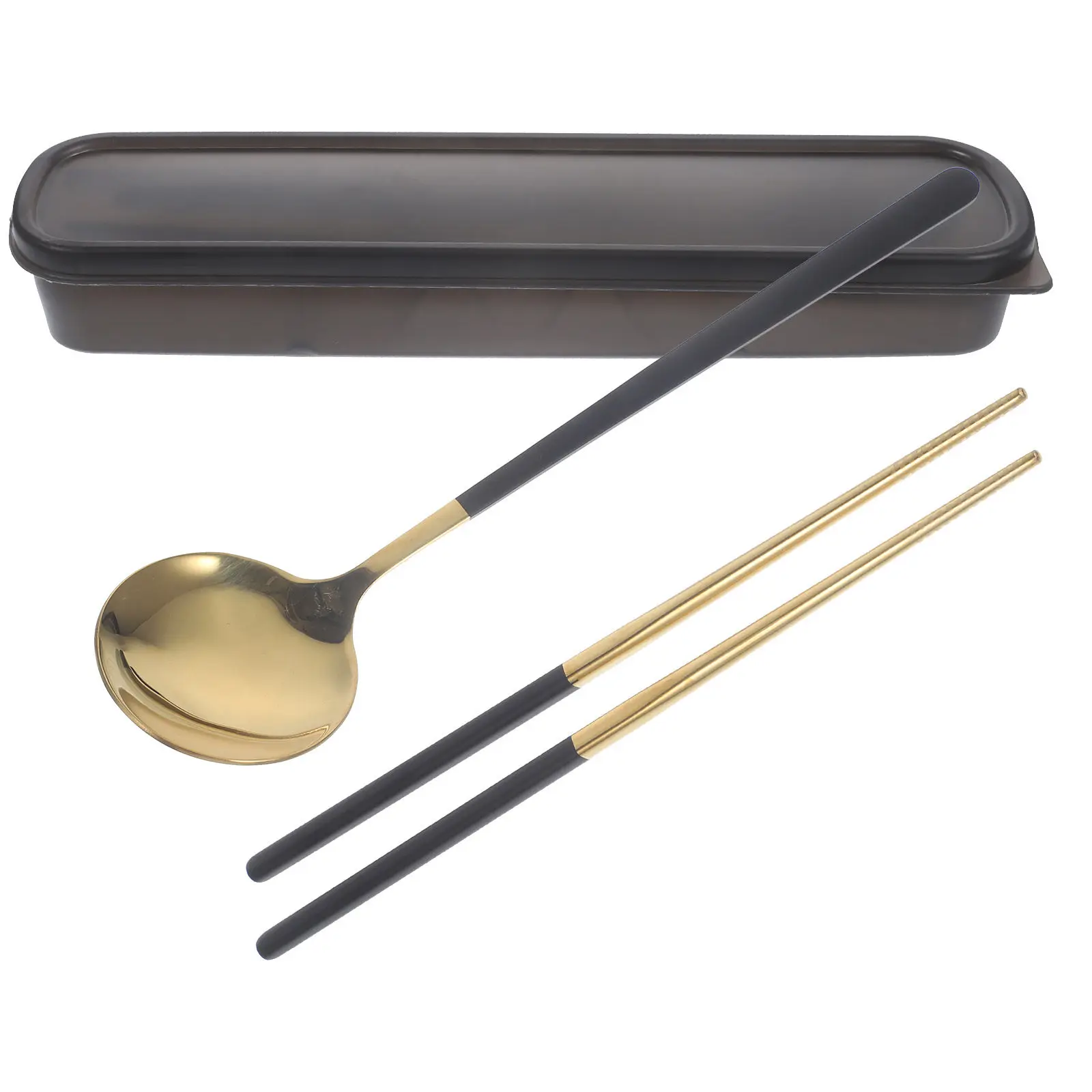 1Set Stainless Steel Spoon and Chopsticks Set Portable Flatware Kit Dishwasher Safe Rustproof Travel Dining Tableware Cutlery view 2