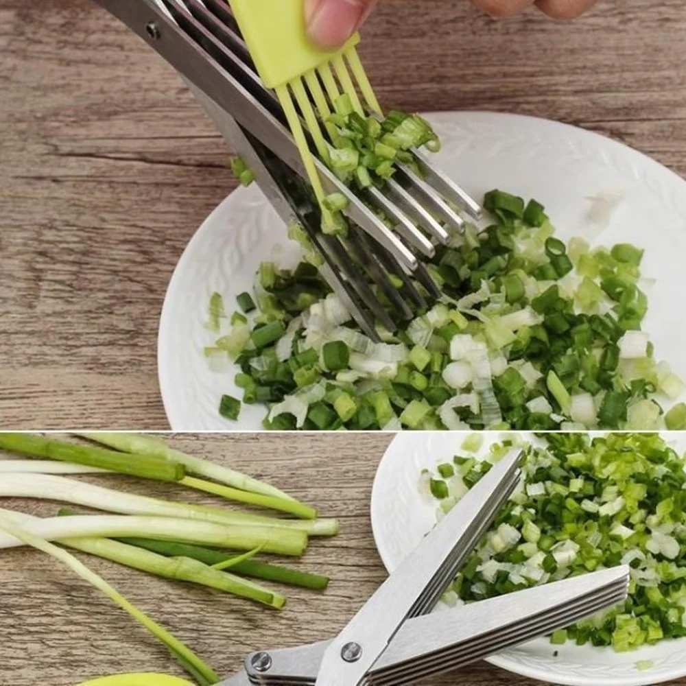 101 Stainless Steel Multi-layer Kitchen Scissors, Multi-functional Household Chopped Green Onion, Seaweed 5-Section Cutting
