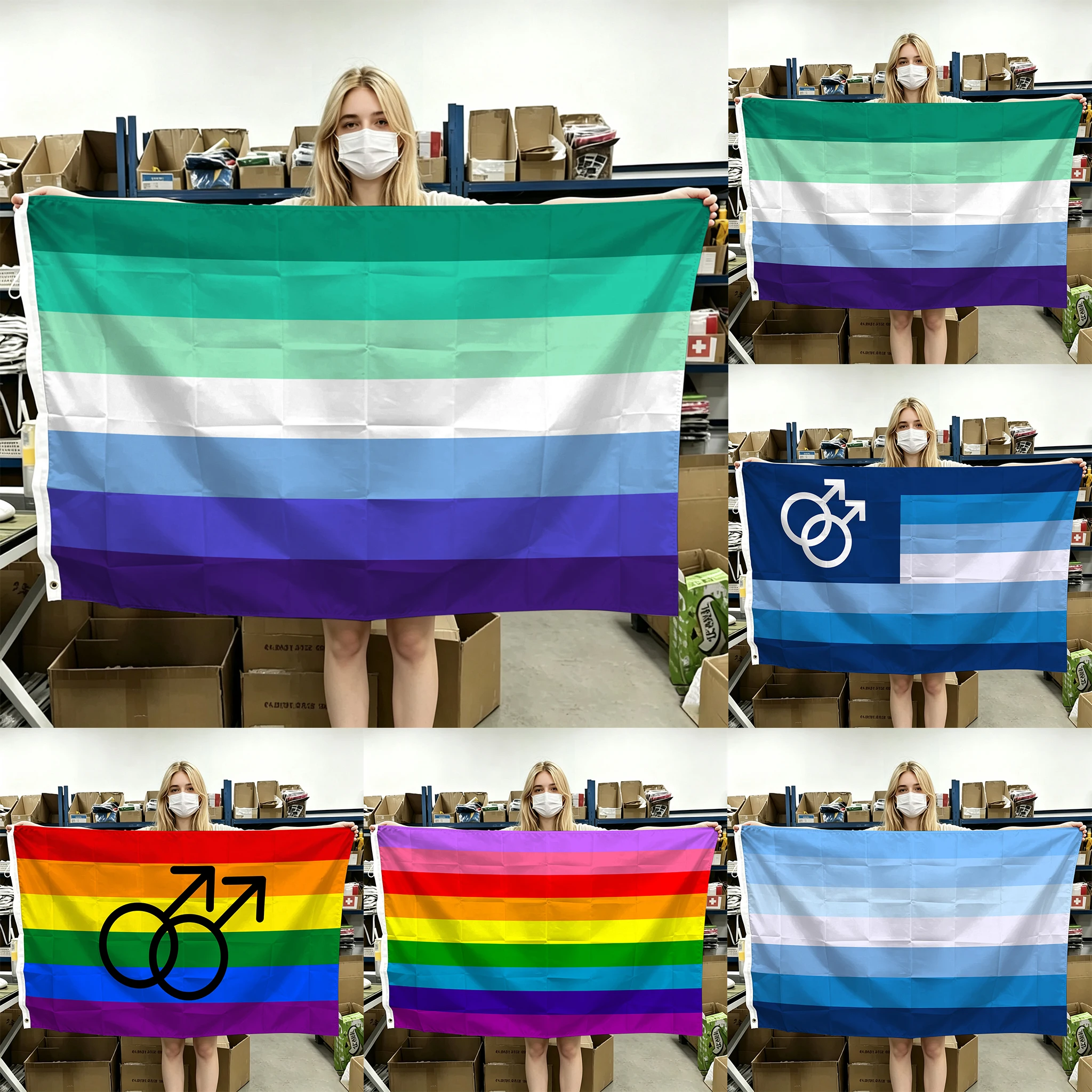 60x90cm 90x150cm 120x180cm LGBT Blue New Male Gay Pride Flag LGBT Men Tapestry Polyester Banner With Brass Grommets