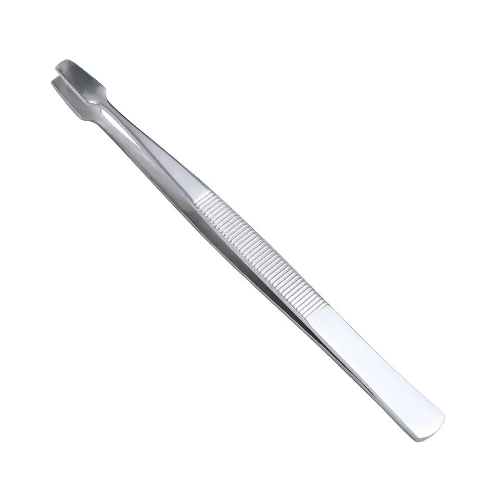 Edelstahl-Wimpernpinzette mit flachem Mund, professionelle falsche Wimpernhilfen, Augenbrauenzange, Schönheit, gerade/Ellenbogen