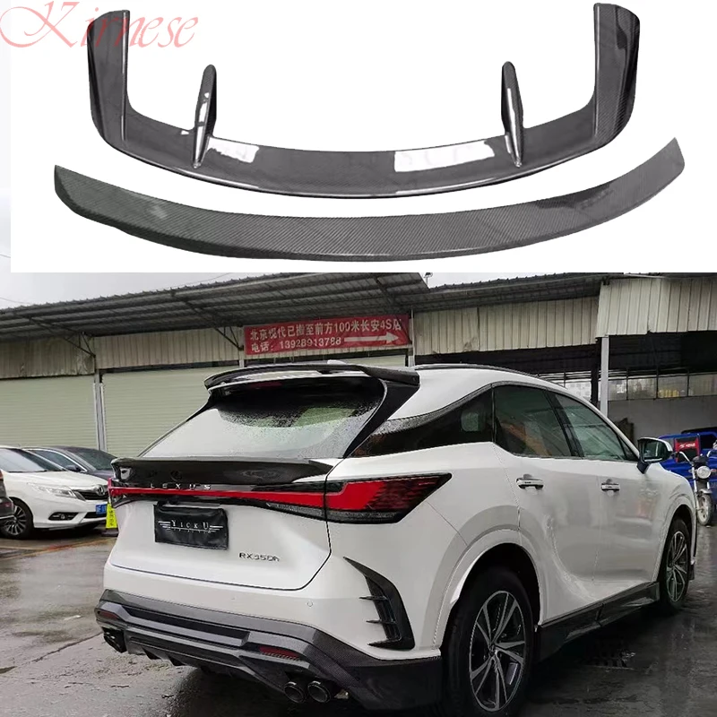 For Lexus RX 350 450 500 Black Carbon Fiber Trunk Lid TRD Center Wing Car Spoiler Decoration 2023 Accessory Modification FRP