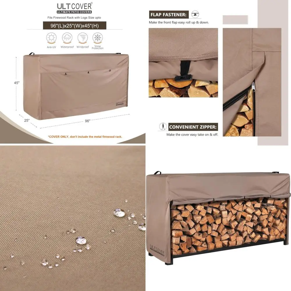 

Heavy-Duty Outdoor Log Rack Cover for 8-Foot Firewood, Waterproof and Durable