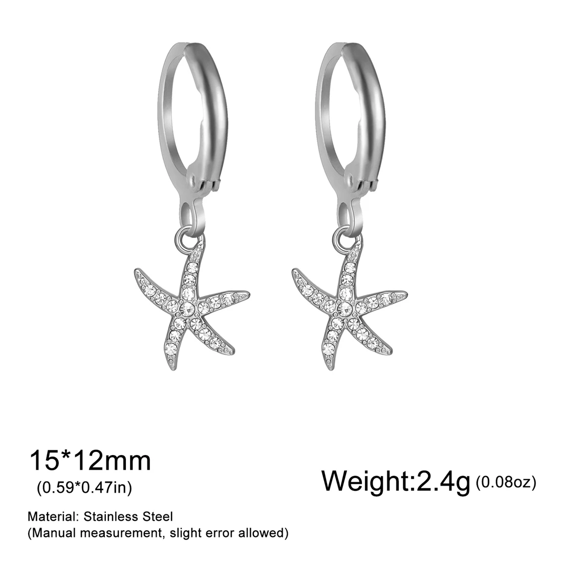 Eueavan Zirkon-Seestern-Muschel-Creolen aus Edelstahl, geometrische Ohrringe für den Sommerurlaub am Strand, für Damen, Party-Schmuck, Geschenk – Detail 12
