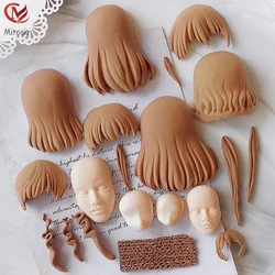 Mirosie Fondant Doll Hand-made Baby Face Hairstyle Silicone Cake Mold Anime Cartoon Character Clay Resin Molds Cake Decoration