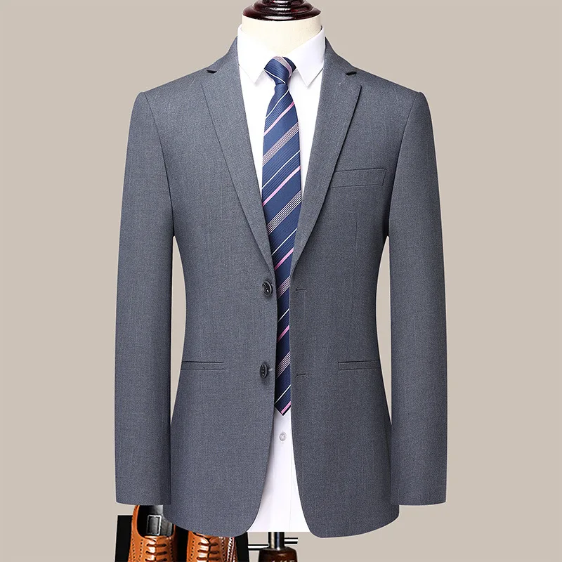 

Lansboter Grey Men's Suit Slim Fit Business Dress Casual Two Piece Set Solid Color Simple Groom Wedding