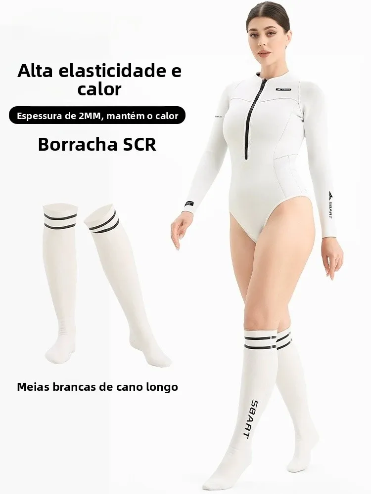 warmth-women's-wetsuit-2mm-long-sleeve-surfing-suit-diving-suit-white-swimsuit-free-dive-thermal-underwater-clothing