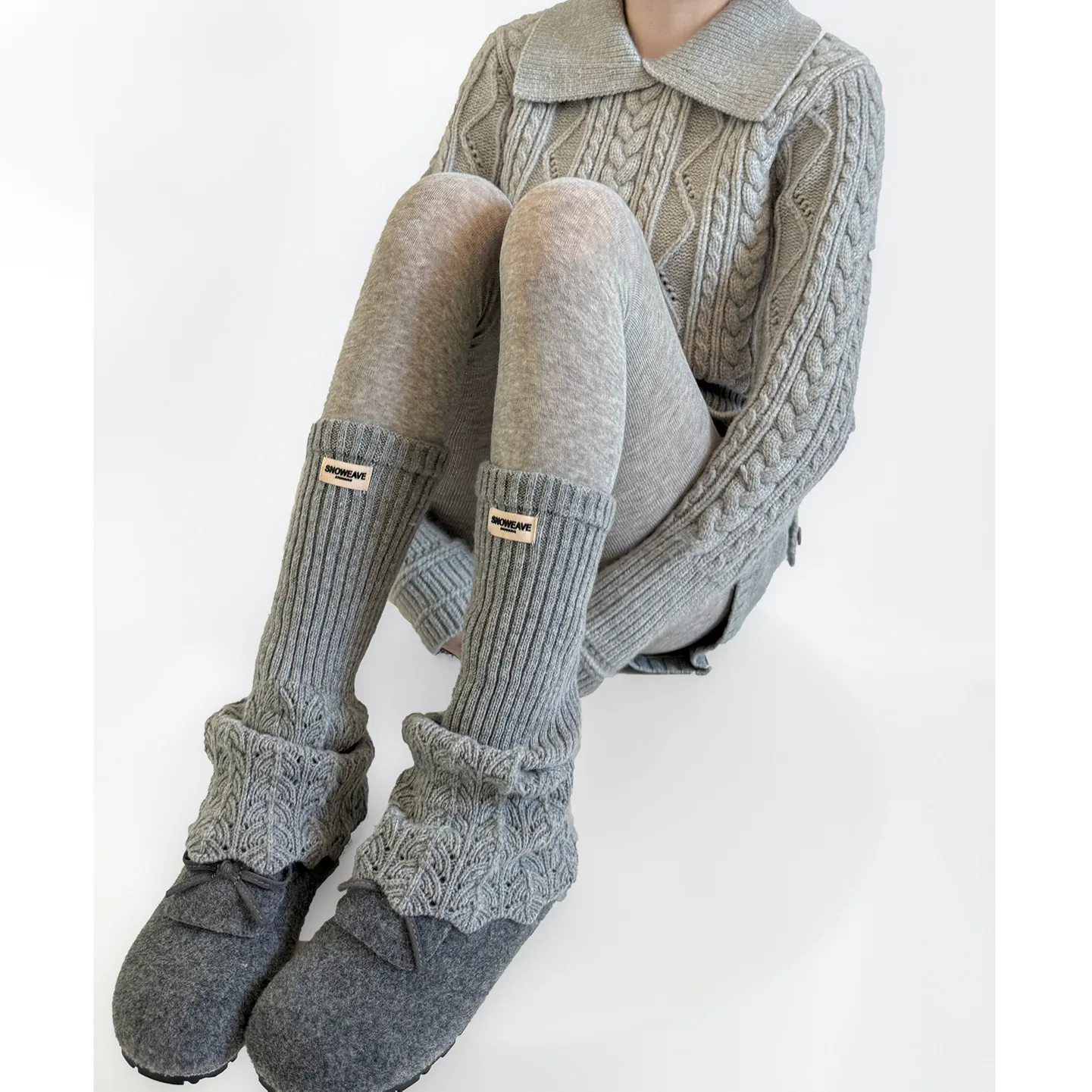 

Autumn Winter Warm Leg Warmers Knitted Mid-Calf Hollow Out Socks Japanese Style Y2K Women Girls Leg Warmer JK Boot Cover Perfect