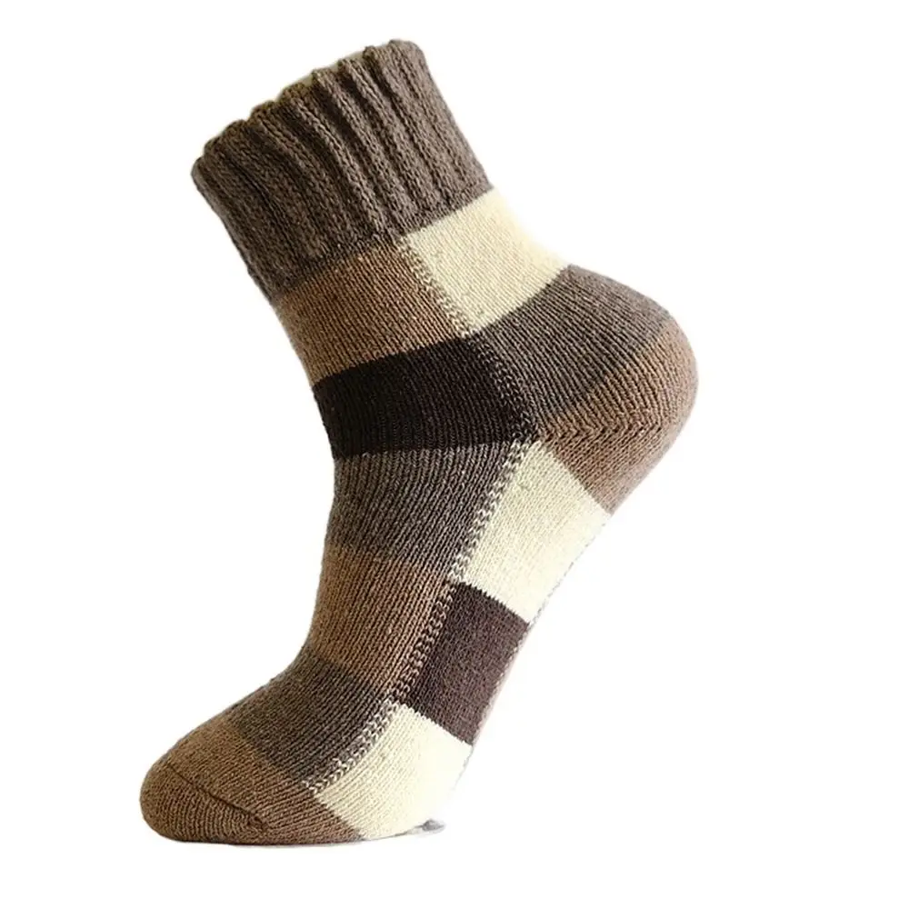 Casual Simple Home For Male Winter  Socks Lattice Socks Middle Tube Socks Wool Socks Men Hosiery