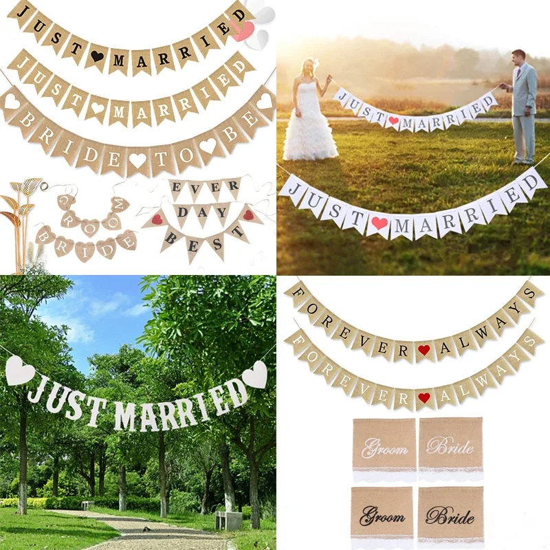 Wedding Flag Pulling Wedding Party Decorated Latte Banner Just Married Wedding Decoration Flag Bride To Be Party Supplies