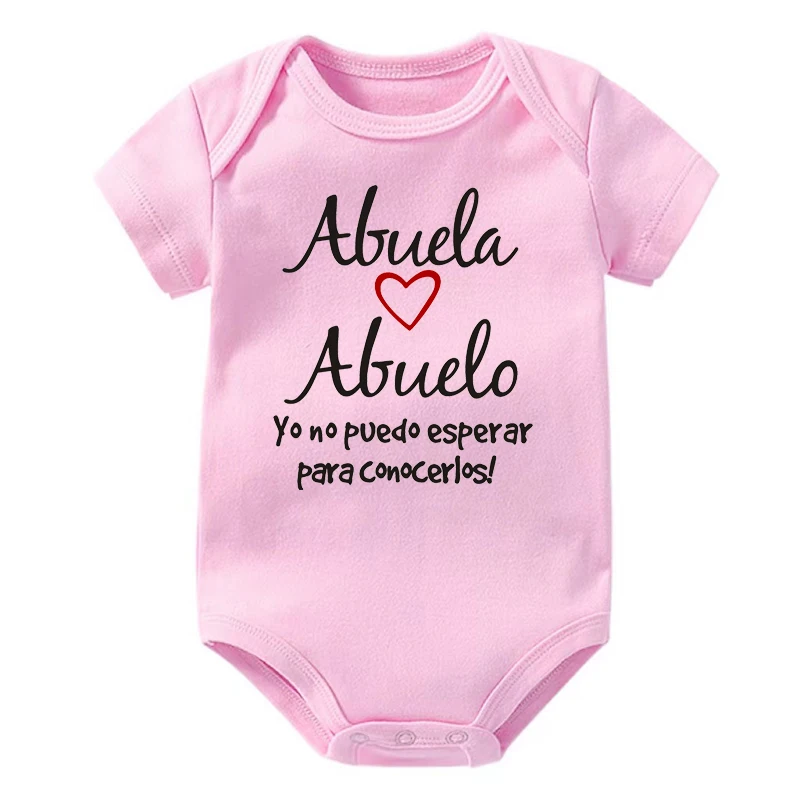 Abuela Abuelo Spanish Baby Newborn Bodysuits Rompers Announcement Pregnancy Reveal Grandparents Grandma Grandpa Surprise Gift