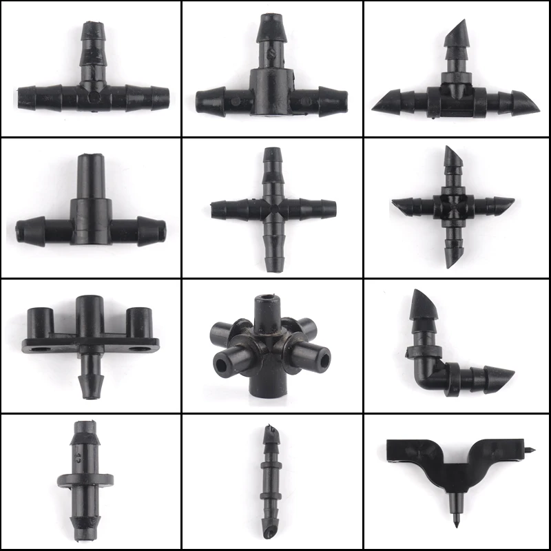 20~300Pcs 4/7mm 1/4 Inch Garden Irrigation Connectors Drip Irrigation Hose Barb Connectors Micro Drip Irrigation System Adapter