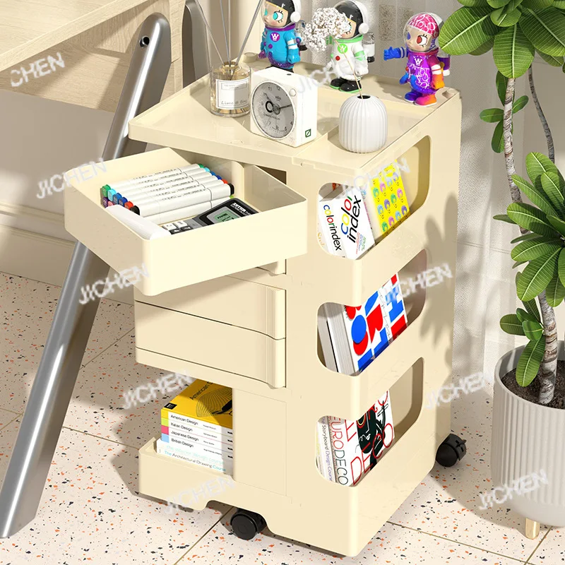 

JC Trolley Rack Snacks Cosmetics Storage Cabinet Living Room Bedroom Multifunctional Cream Wind Rotatable Bedside Table