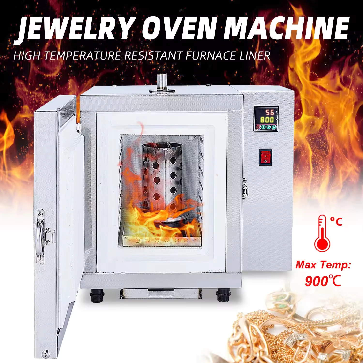 Digital Display Gypsum Mold Incubator 900 Degree Segmented Plaster Wax Oven Machine Stainless Steel Jewelry Lost Wax Burnout